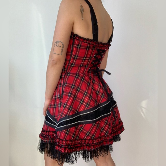Hell Bunny red and black tartan dress - Picture 4 of 5